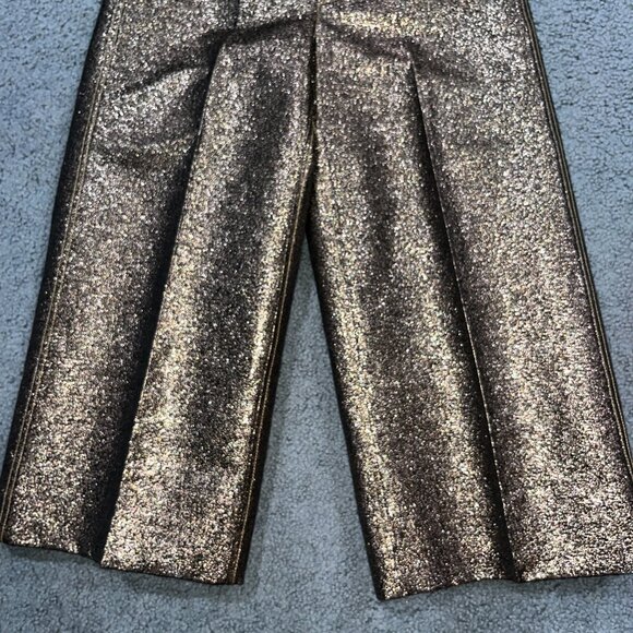 MADEWELL LANGFORD EMMETT BRONZE METALLIC WIDE LEG HIGH WAIST TROUSER PANT - 27 - Picture 3 of 12